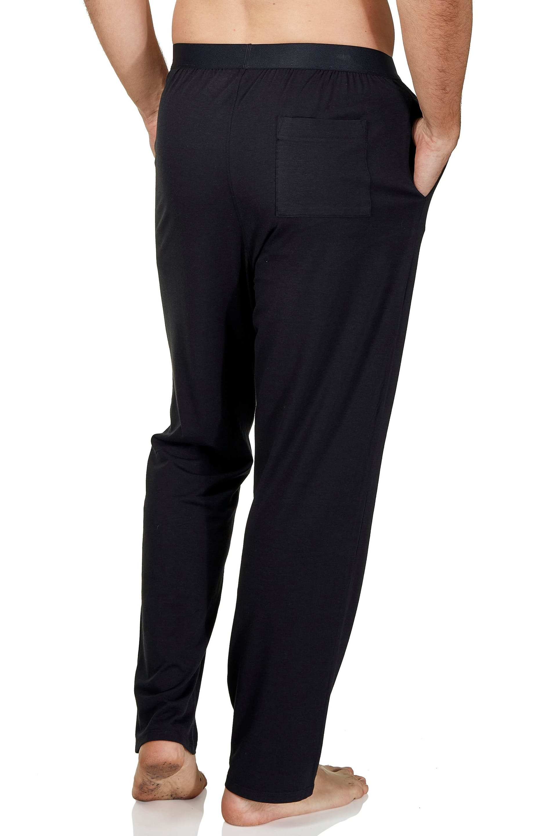 Haigman Haigman Men's 2 Pack Bamboo Pima Cotton Soft Stretch Pyjama Bottoms in Black - 4