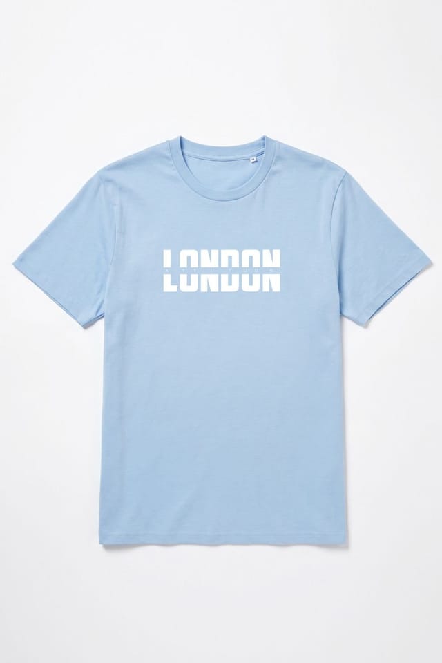 LONDON ATTITUDE LONDON ATTITUDE Men's Essential Split Graphic Premium Cotton T-Shirt in Light Blue - 2