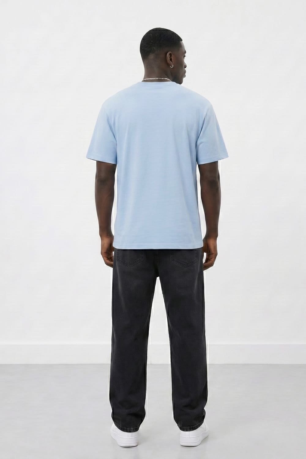 LONDON ATTITUDE LONDON ATTITUDE Men's Essential Split Graphic Premium Cotton T-Shirt in Light Blue - 4