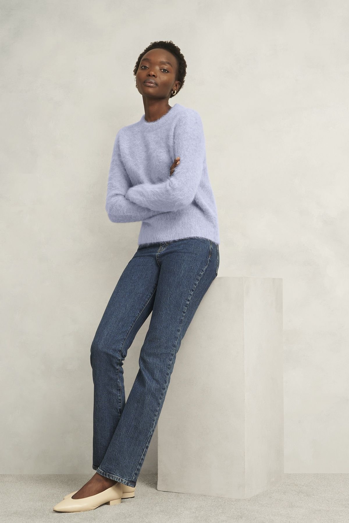 Hobbs London Hobbs London Women's Felicity Alpaca Blend Jumper in Baby Blue - 3