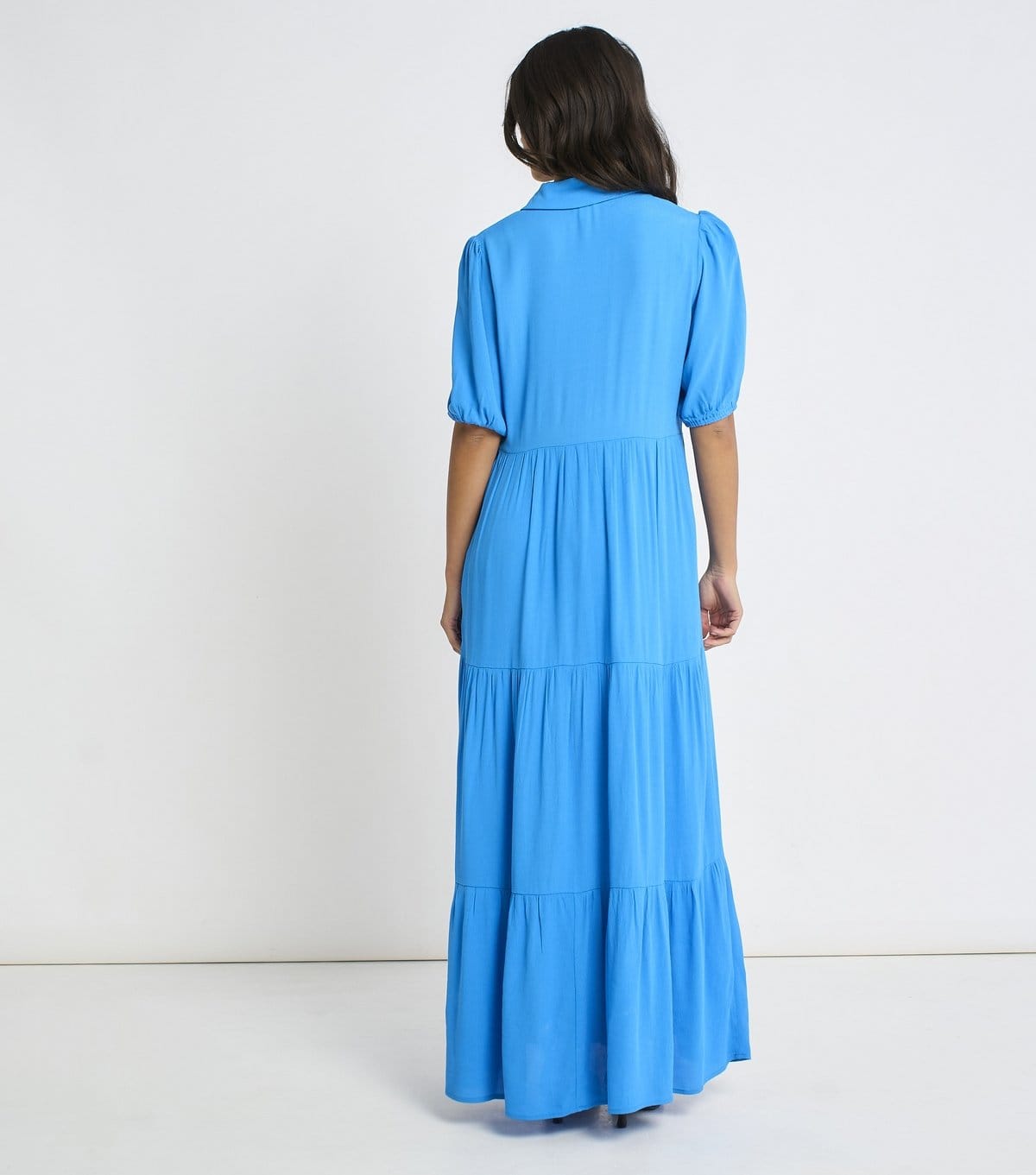 Gini London Women's Bright Blue Button Through Skater Maxi Dress Gini London New Look - 4