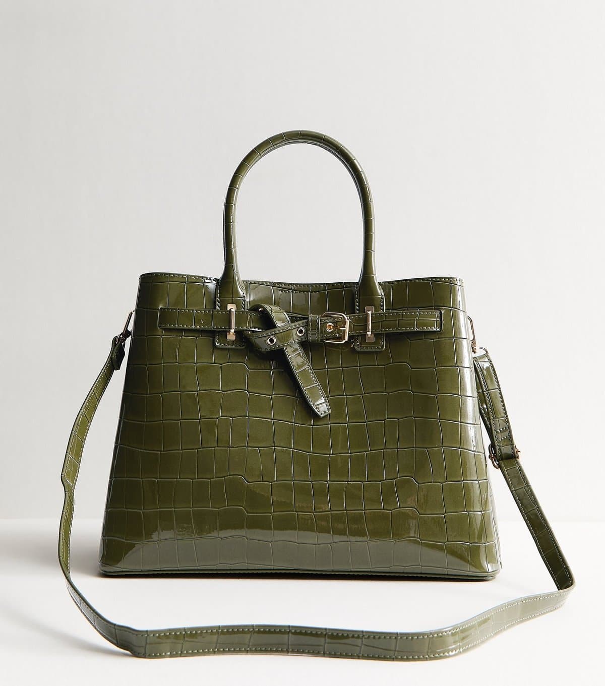 New Look New Look Khaki Faux Croc Tote Bag Vegan