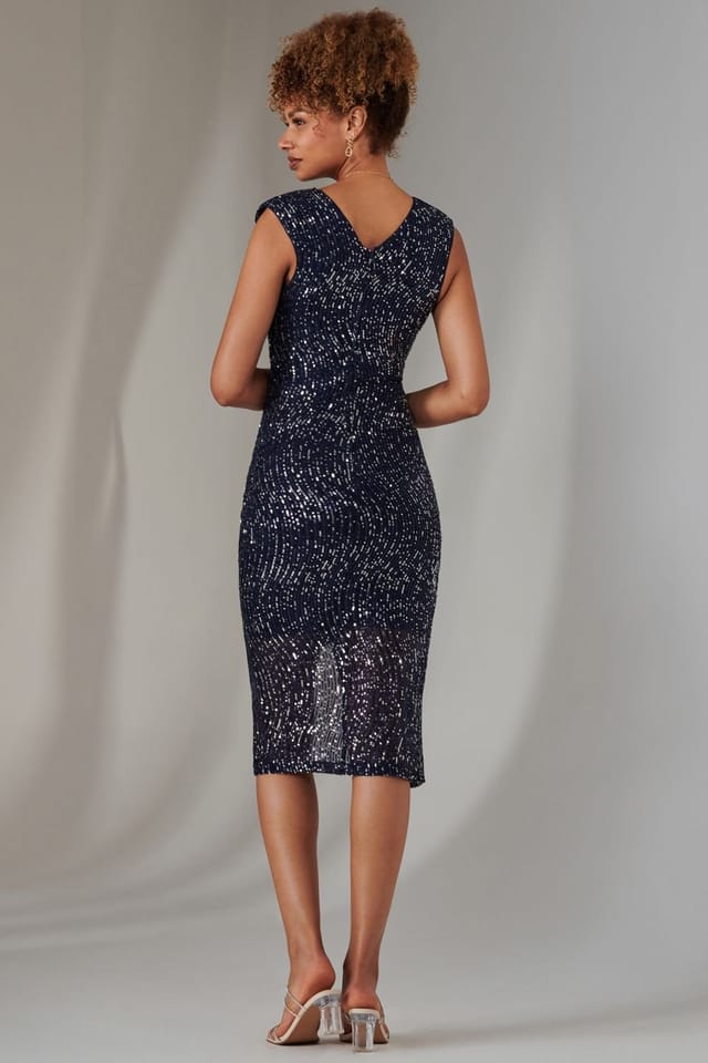 Jolie Moi Jolie Moi Women's Deja Sequin Midi Dress With Slit - 2