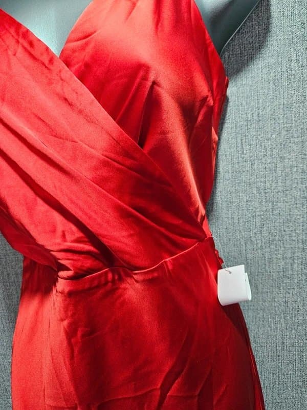 Liquorish Liquorish red satin wrap dress UK 12 midi dress strappy party dress occasion wedding guest dress