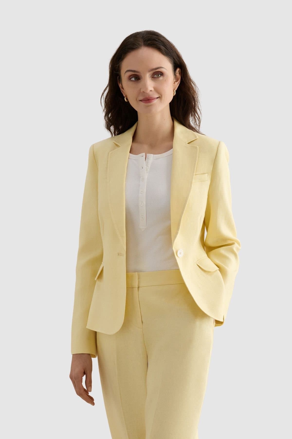 Hobbs London Hobbs London Lemon Linen Tailored Blazer