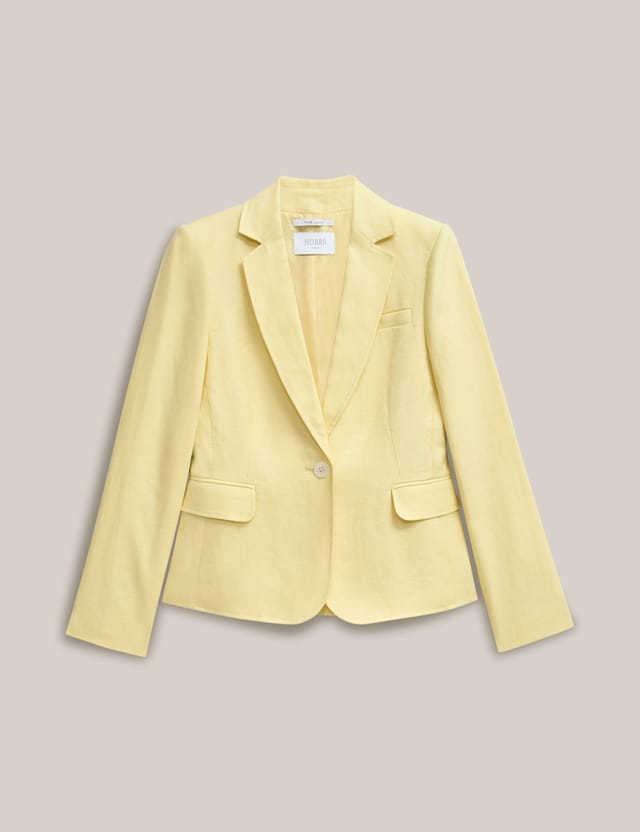 Hobbs London Hobbs London Women's Adalee Linen Tailored Blazer in Lemon - 2