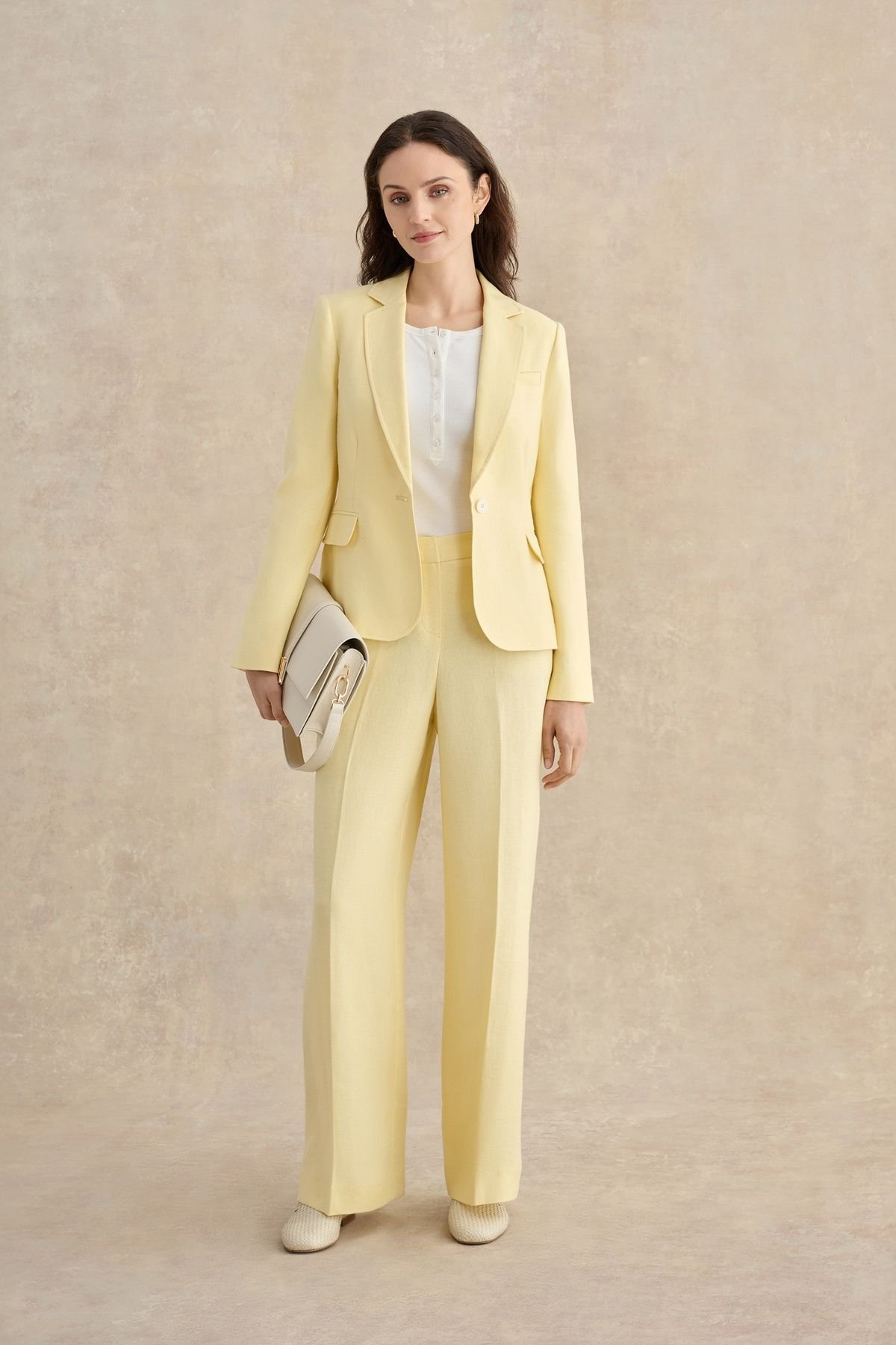 Hobbs London Hobbs London Women's Adalee Linen Tailored Blazer in Lemon - 3