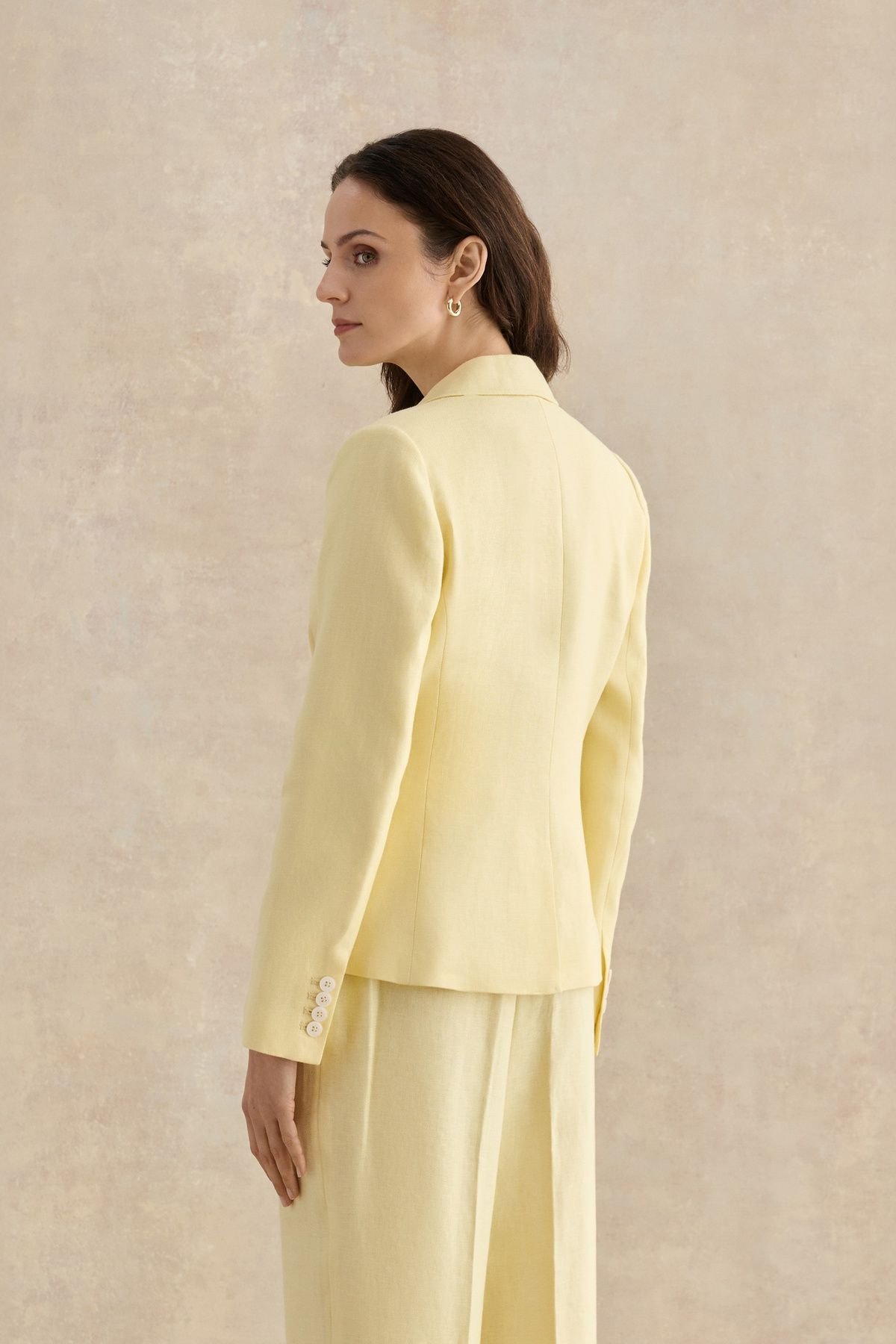 Hobbs London Hobbs London Women's Adalee Linen Tailored Blazer in Lemon - 4