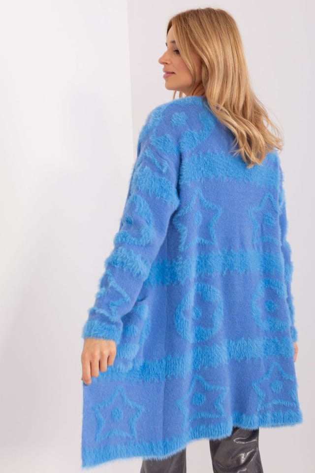 Love Lace Love Lace Women's Unbuttoned Textured Cardigan with Slip Pockets Style 189210 in Blue - 3