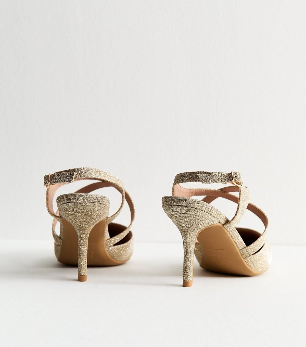 New Look Women's Wide Fit Gold Shimmer Asymmetric Strap Stiletto Heel Court Shoes New Look - 4