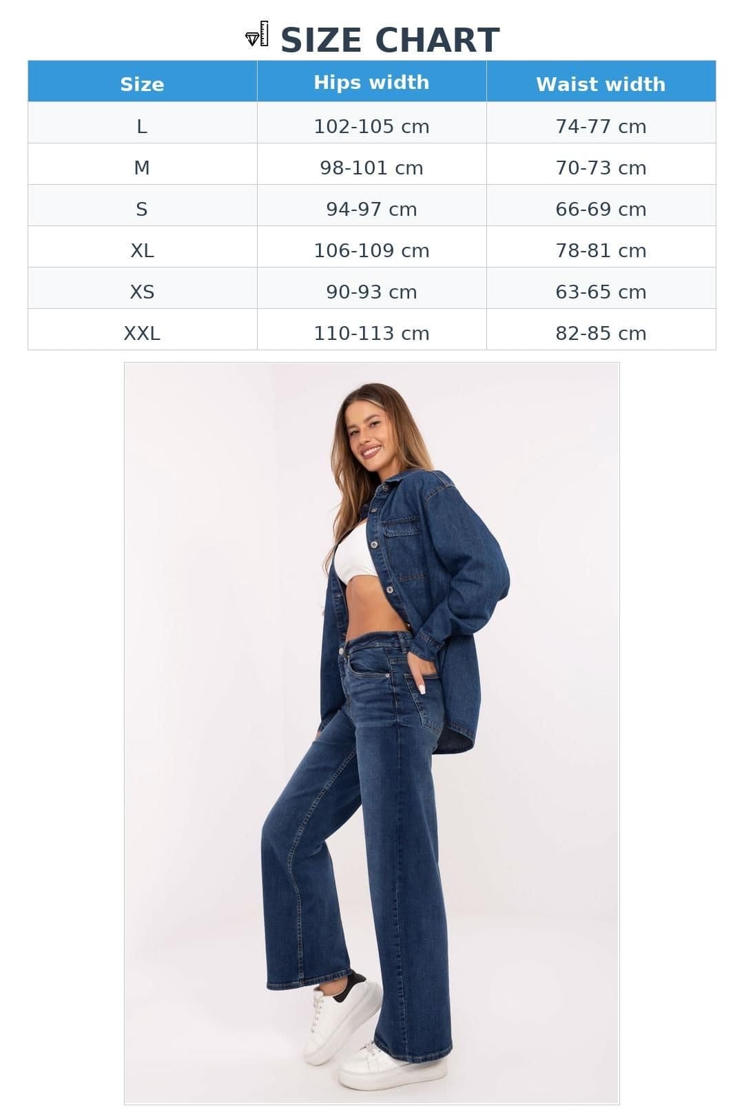 Love Lace Love Lace Women's High Waisted Wide Leg Cotton Denim Jeans Style 215888 in Blue - 4