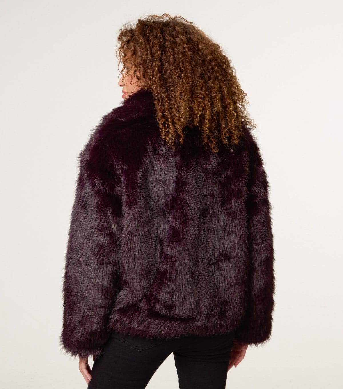 Blue Vanilla Women's Dark Burgundy Faux Fur Coat Blue Vanilla New Look - 4