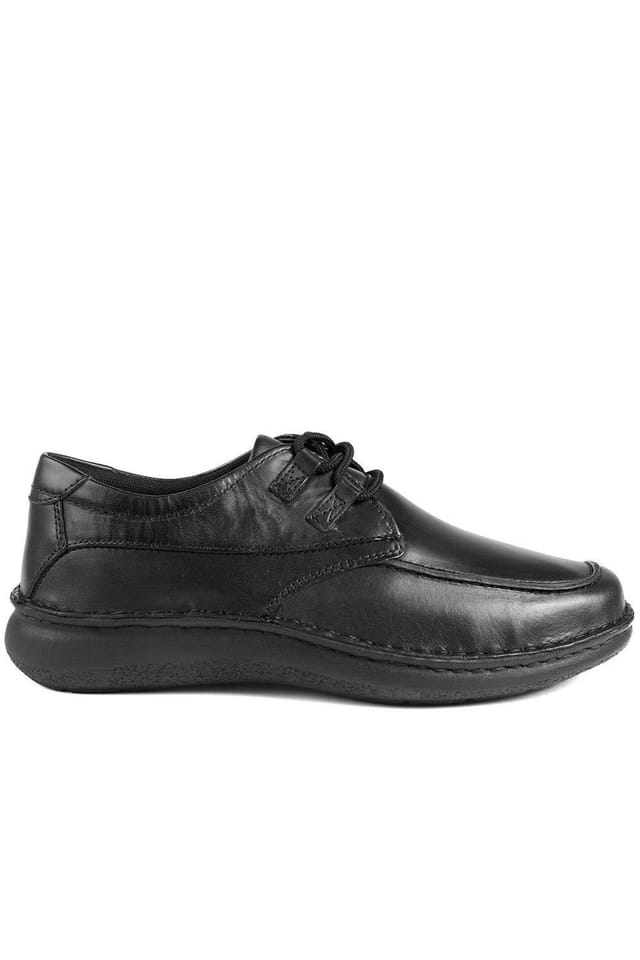 Pavers Pavers Men's Wide Fit Leather Casual Lace Up Shoes in Black - 2