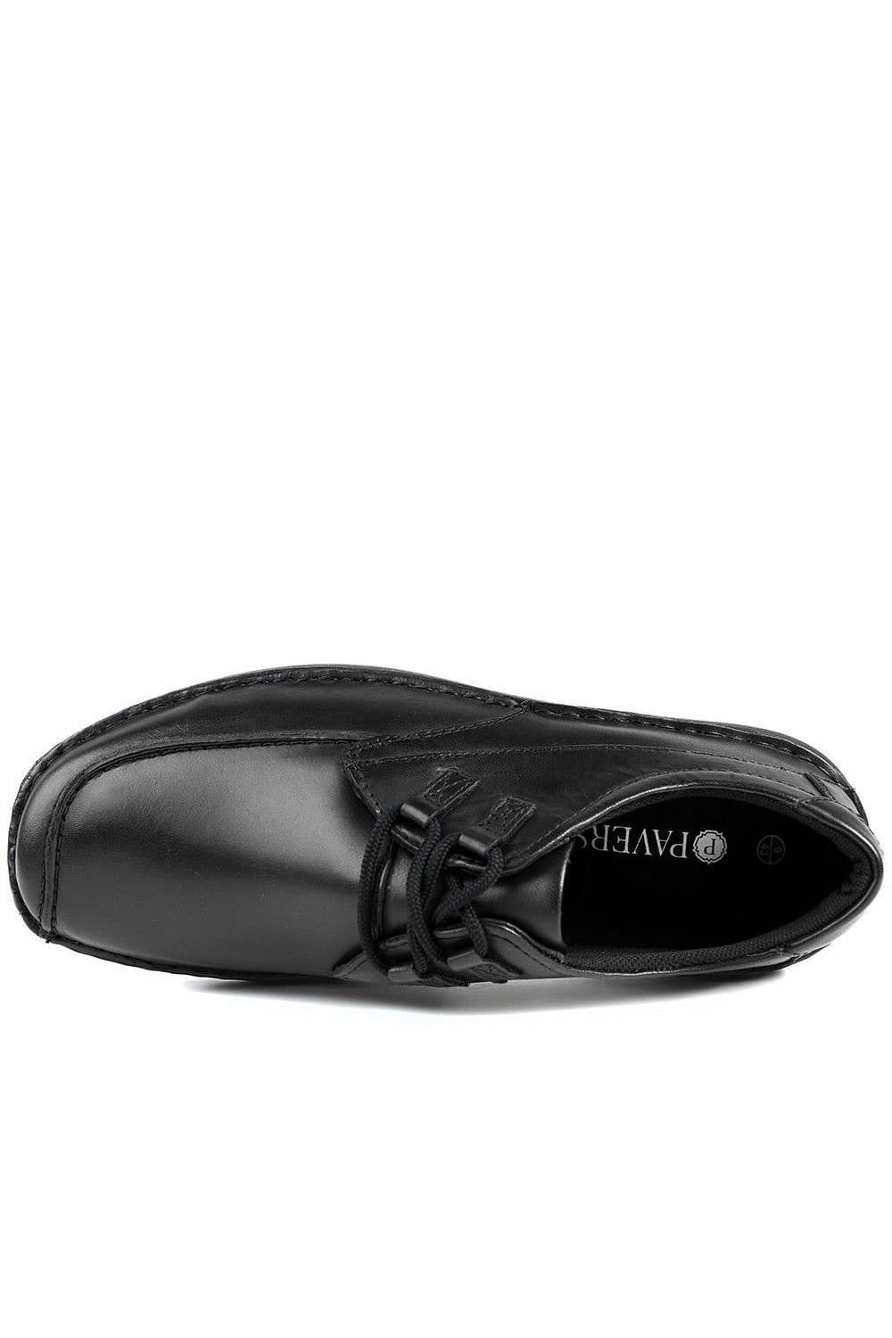 Pavers Pavers Men's Wide Fit Leather Casual Lace Up Shoes in Black - 4