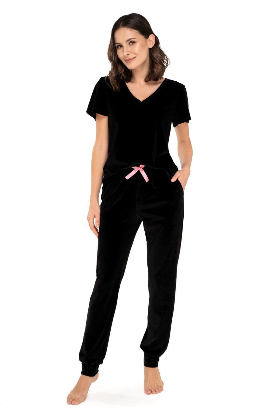 Love Lace Black Velour Tracksuit Set for Women
