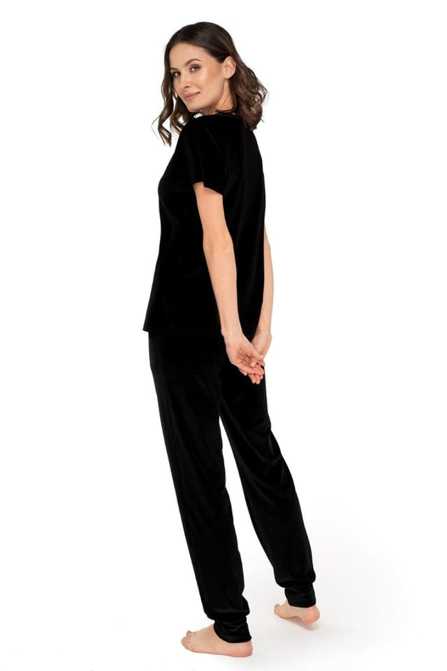 Love Lace Love Lace Women's Feminine Velour Tracksuit Set in Black - 2