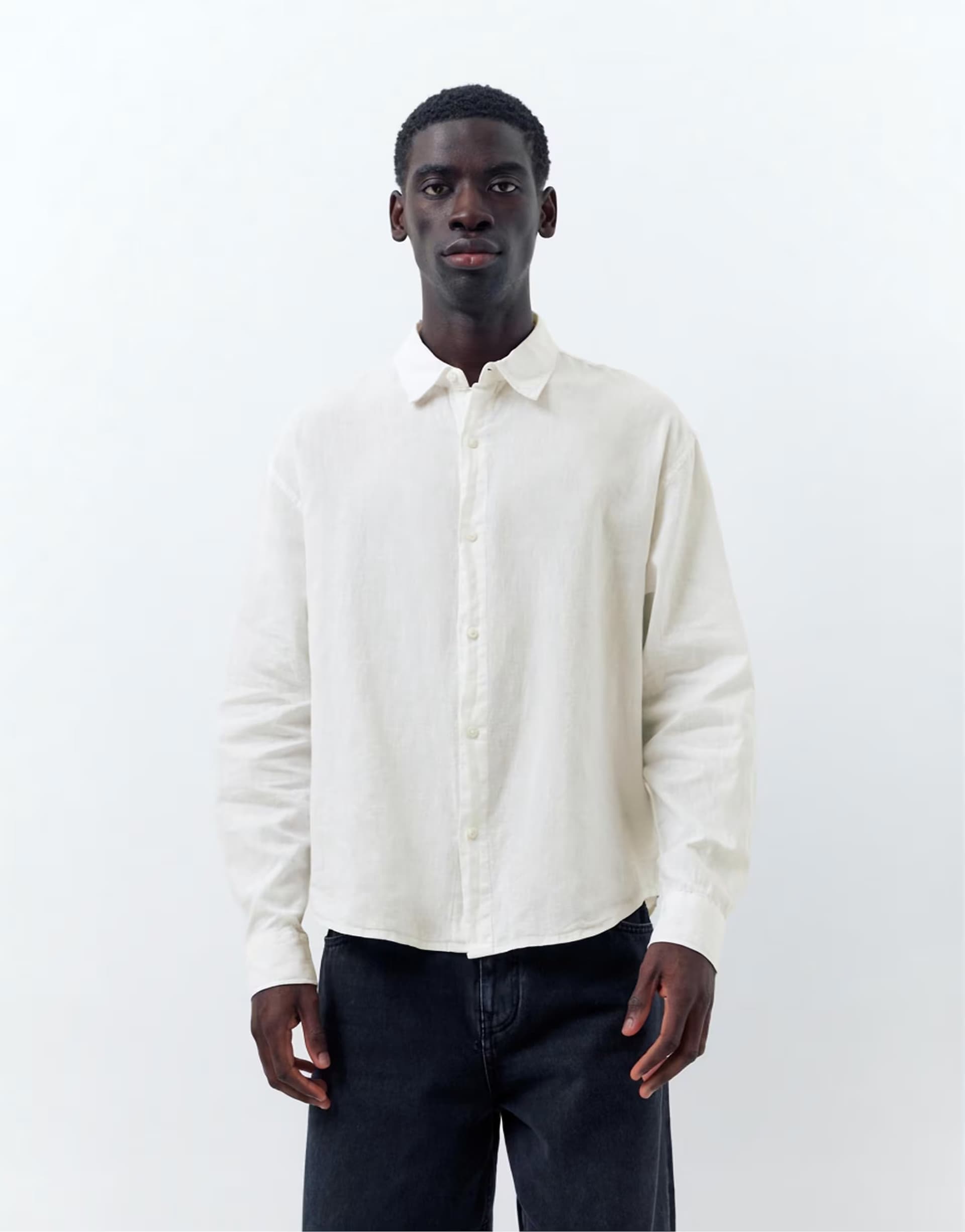 ASOS Pull&Bear Linen blend shirt in off white