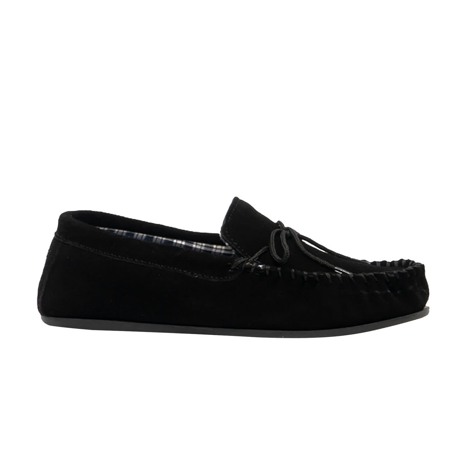 Mokkers Mokkers Men's Bruce Real Suede Moccasin Slippers in Black