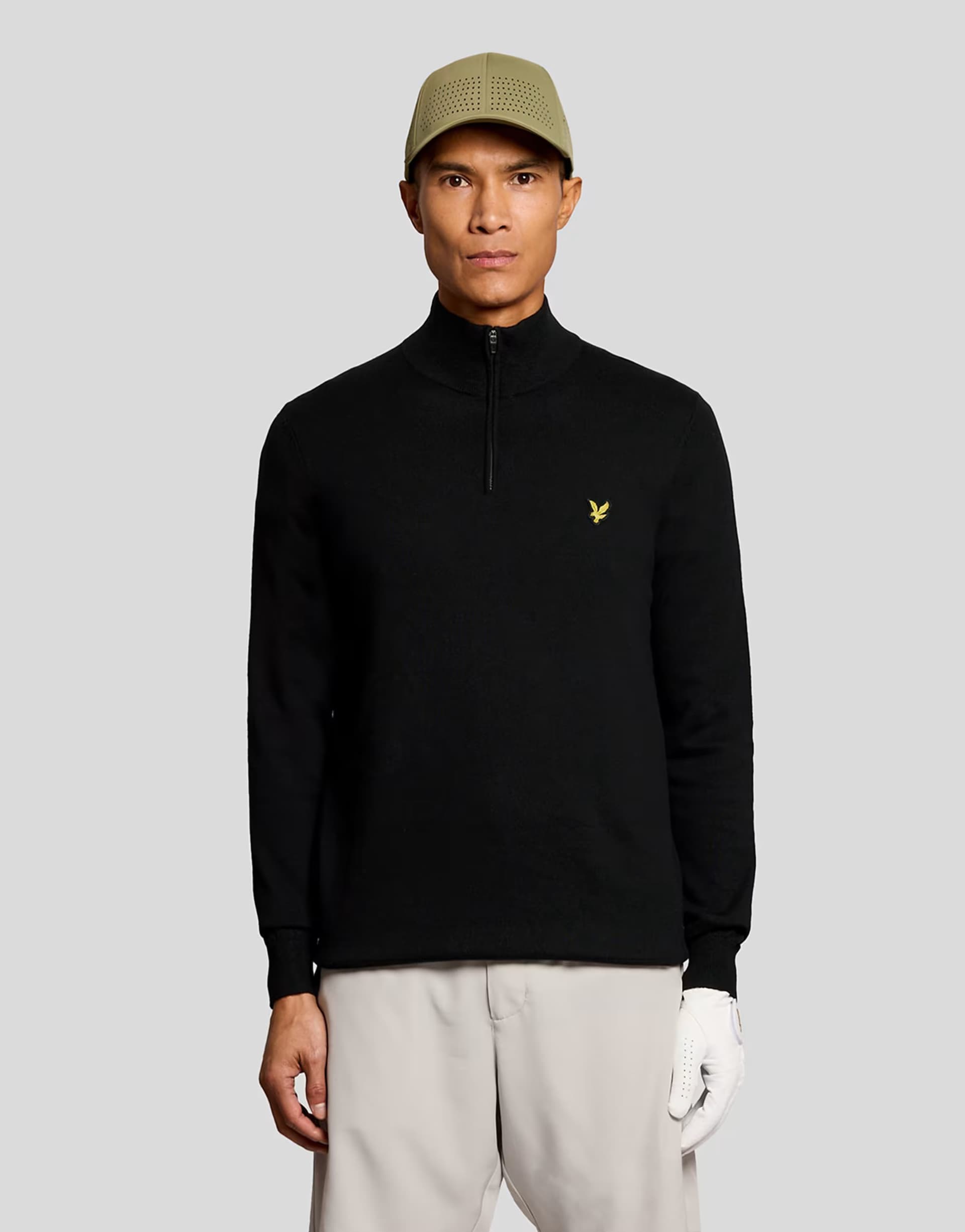 ASOS Lyle & Scott Mid knits golf quarter zip jumper in z865 jet black