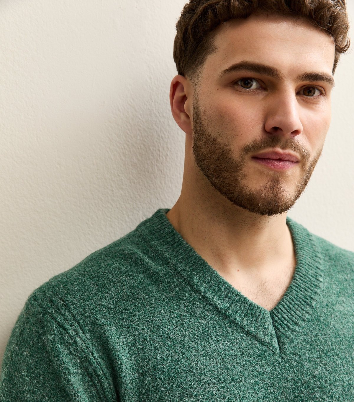 Only and Sons Men's Dark Green Regular Brushed V Neck Jumper Only and Sons New Look - 2