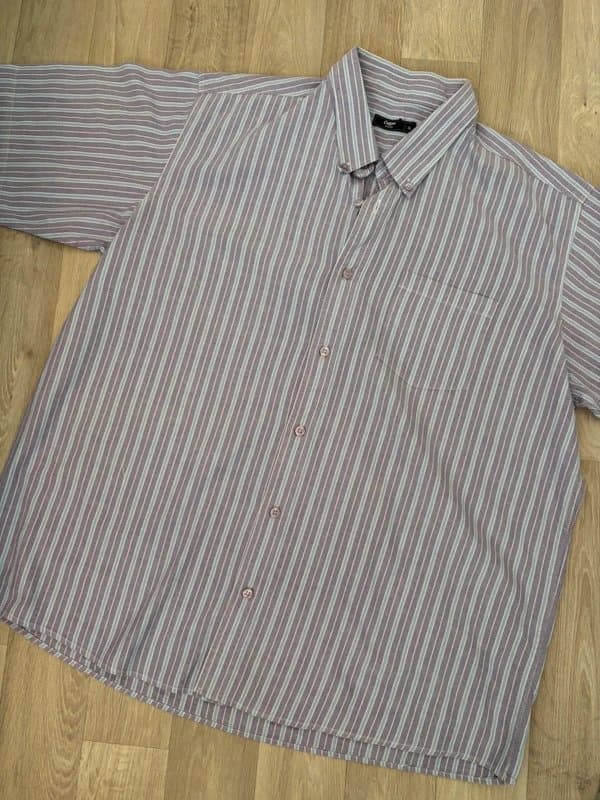Cotton Traders Cotton traders lilac striped short sleeved 100% cotton summer shirt