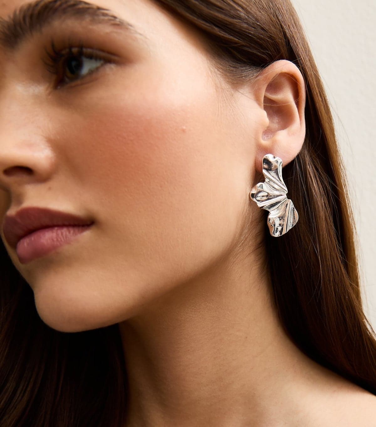 New Look Silver Tone Half Petal Stud Earrings New Look