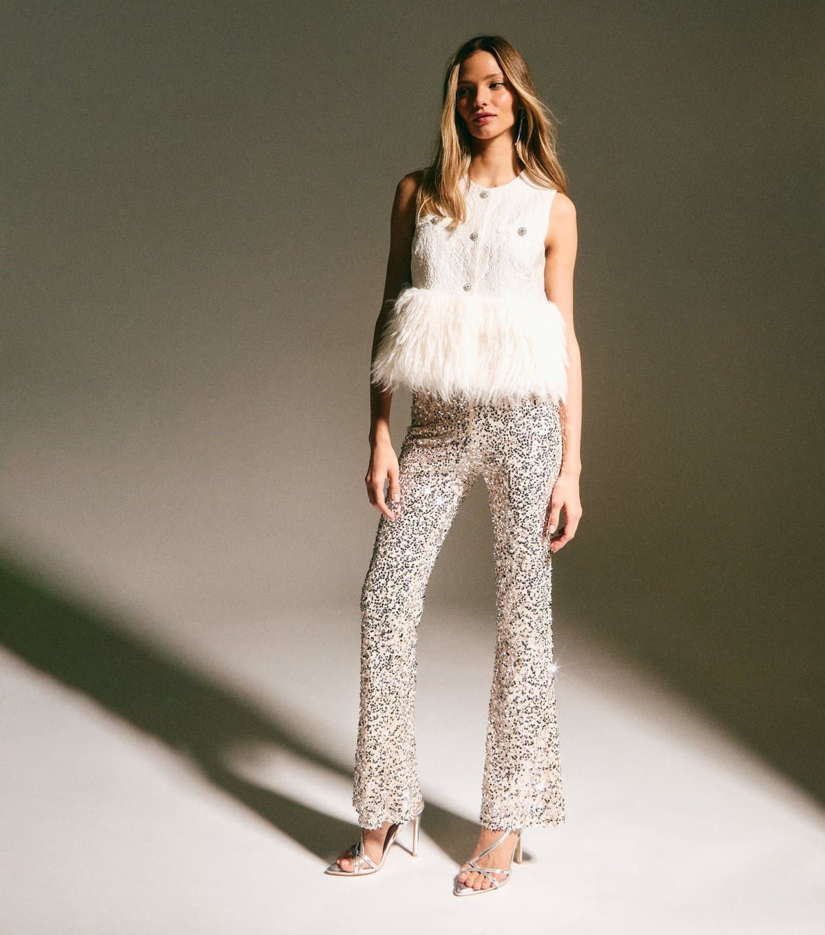 New Look New Look Gold Sequin Flared Trousers