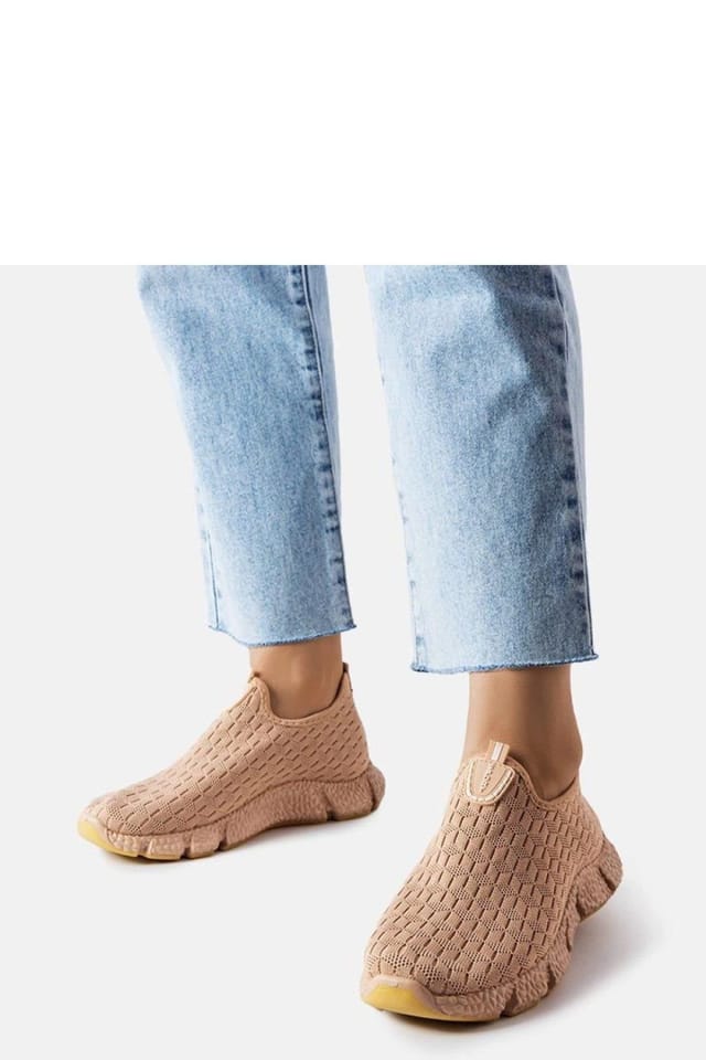 Love Lace Love Lace Women's Summer Slip On Sport Sneakers Ventilated Fabric Low Sole in Beige - 3