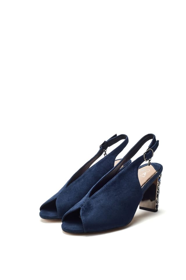 Moda in Pelle Moda In Pelle Women's 'Maeva' Alcantara Peep Toe Shoes in Navy - 2