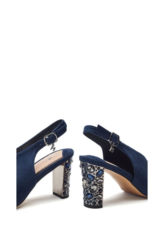 Moda in Pelle Moda In Pelle Women's 'Maeva' Alcantara Peep Toe Shoes in Navy - 3