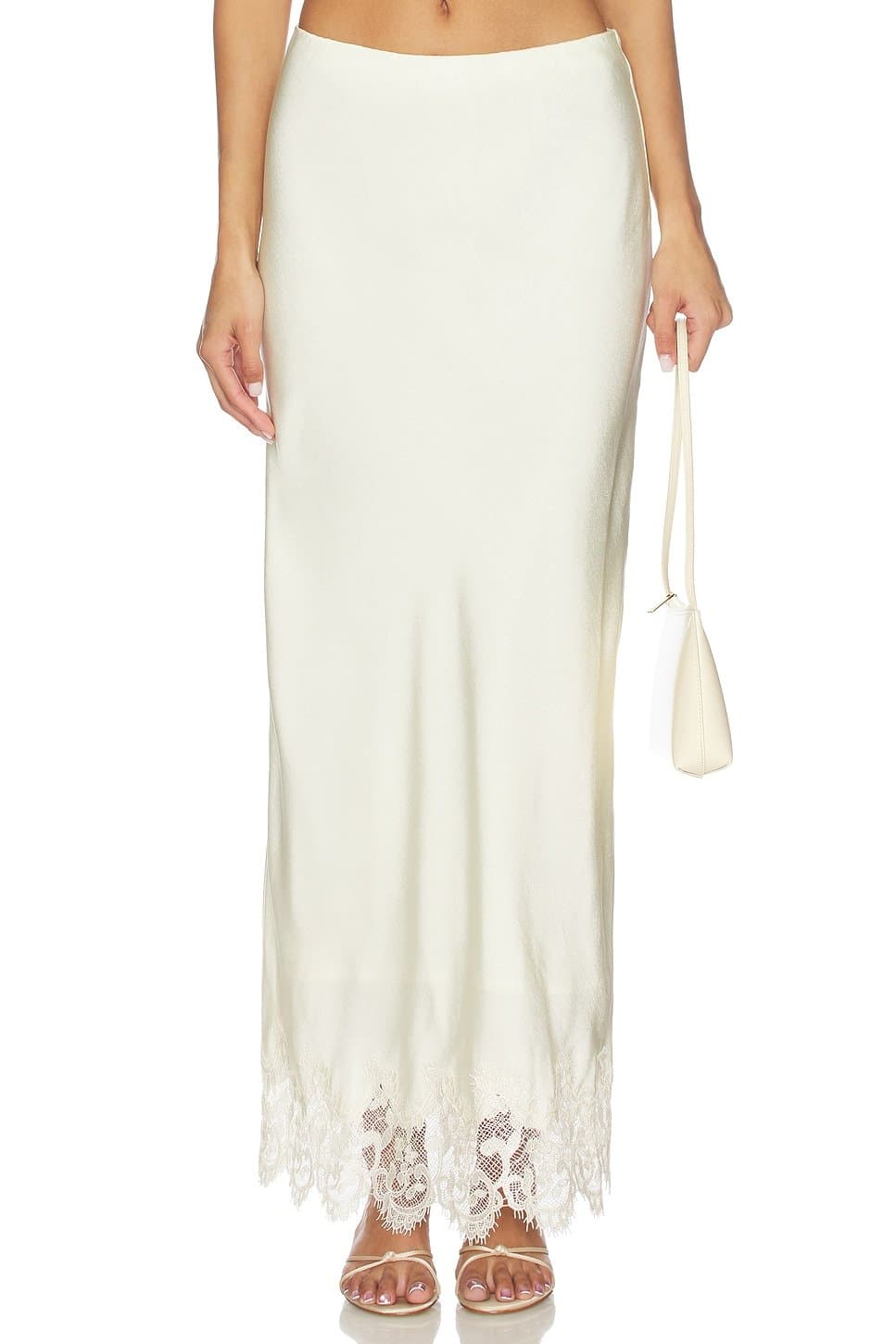 revolve Elisan Lace Satin Midi Skirt