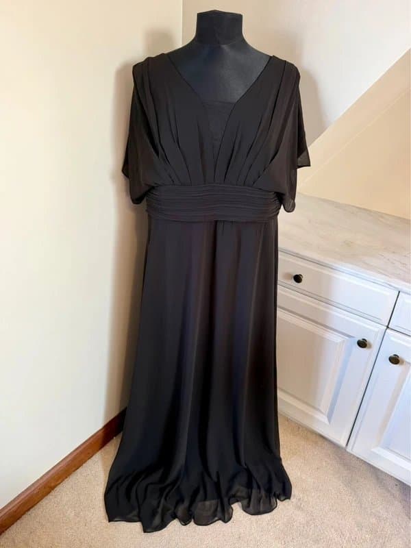 Ever Pretty Ever Pretty Elegant Black Chiffon Stretch V Neck Evening Gown Prom Dress Size 22