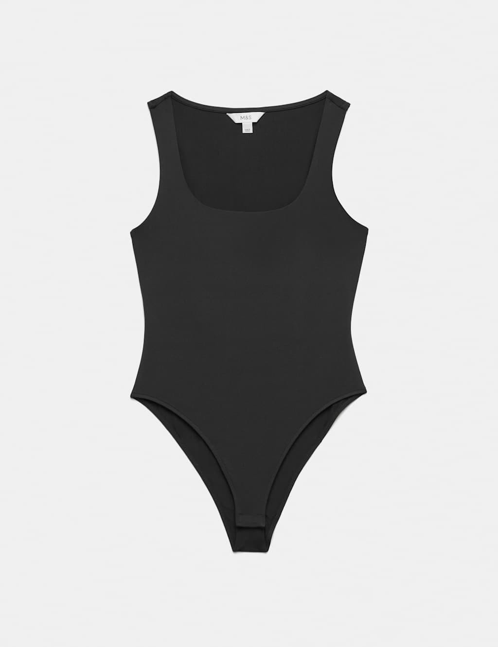 M&S Black Square Neck Fitted Vest Bodysuit