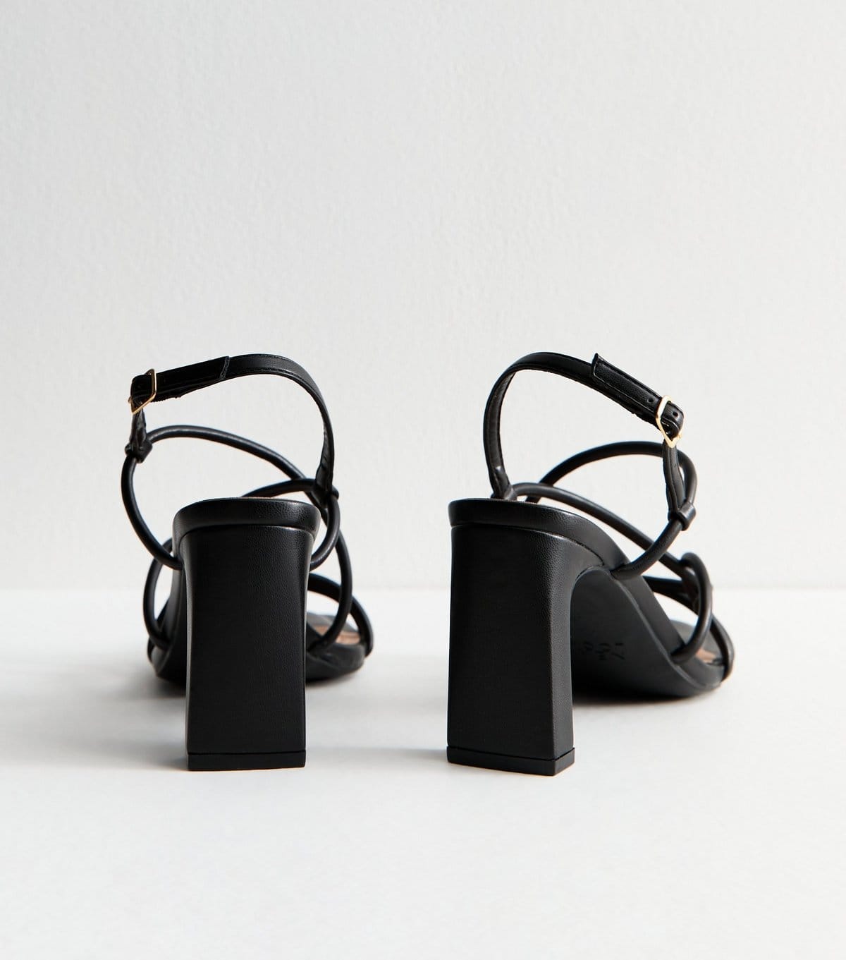 New Look Women's Black Faux Leather Block Heel Sandals Vegan New Look - 4