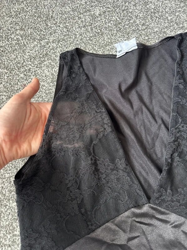 ASOS Design Black satin / lace top - 1