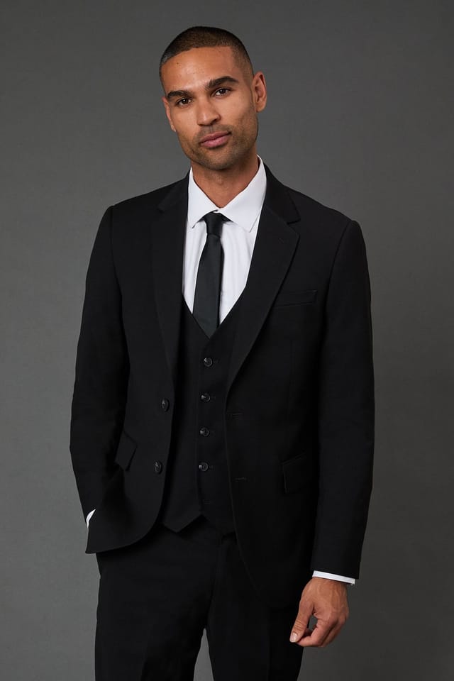 Burton Burton Men's Black Tailored Fit Essential Suit Jacket - 2