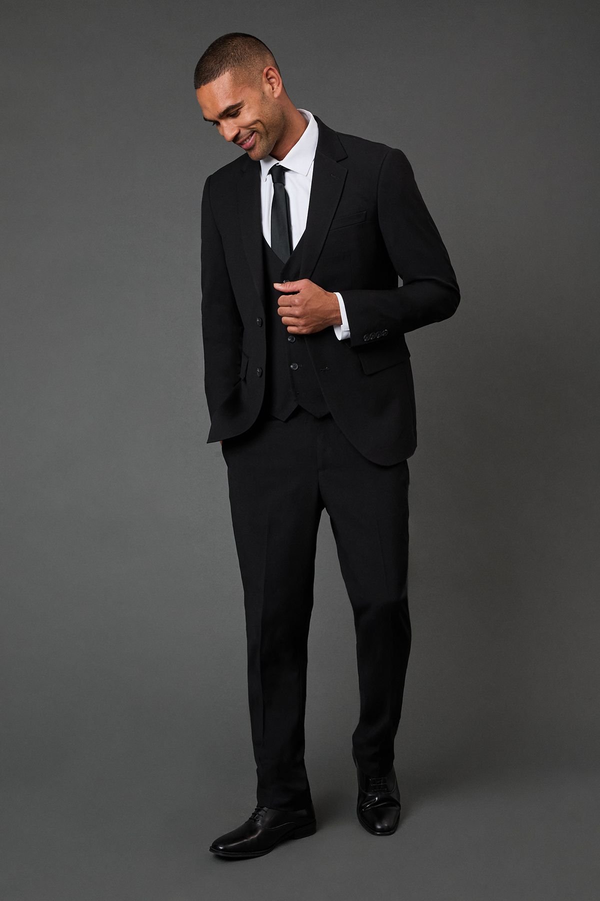 Burton Burton Men's Black Tailored Fit Essential Suit Jacket - 3