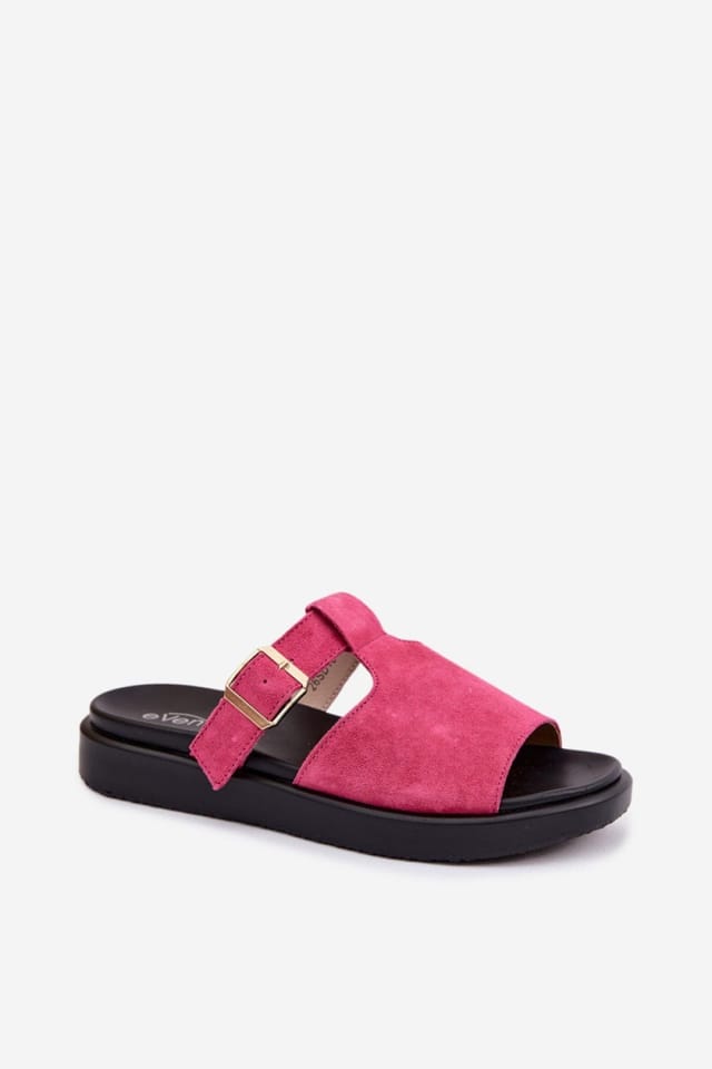 Love Lace Love Lace Women's Suede Platform Slide Sandals with Gold Buckle Strap Comfort in Pink - 2