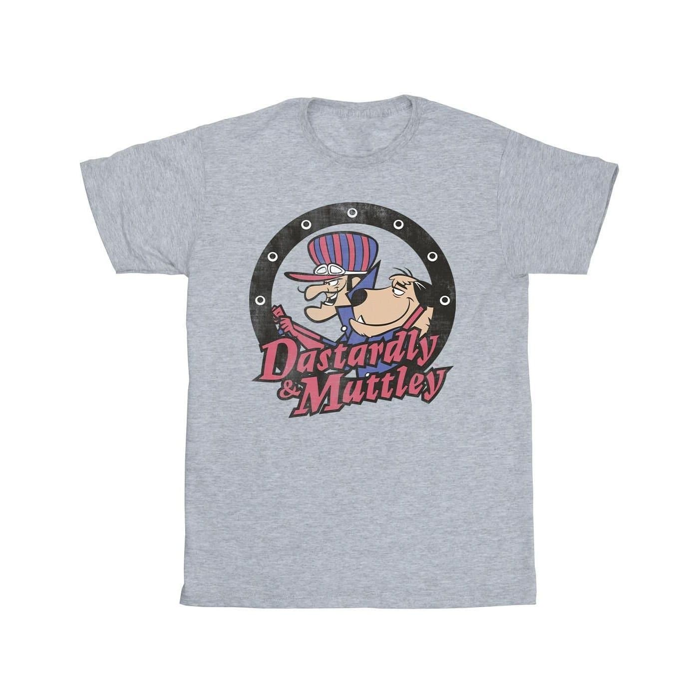 Wacky Races Wacky Races Men's Dastardly & Mutley Circle T-Shirt in Grey