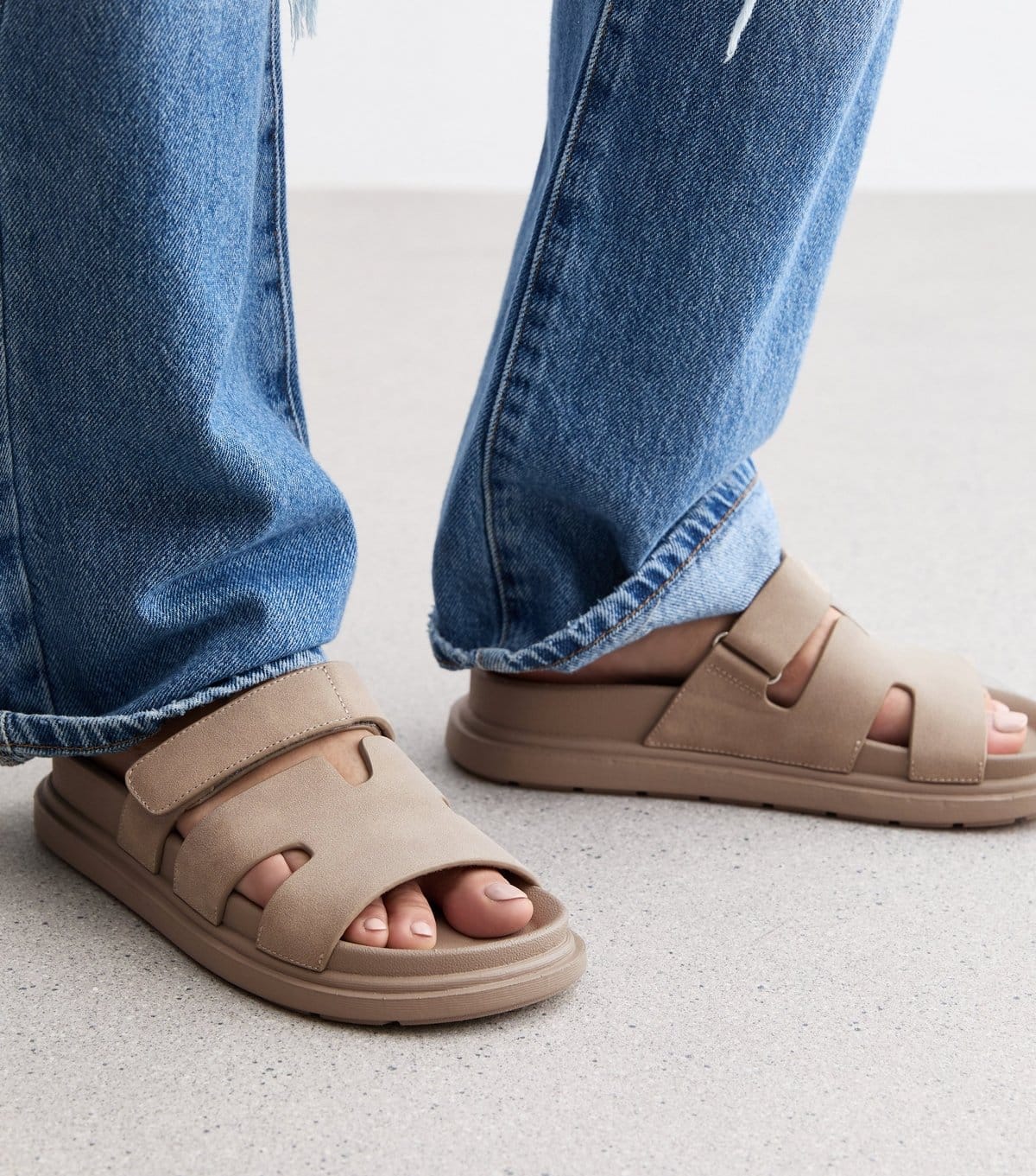 New Look Women's Mink Suedette Flat Sandals Vegan New Look - 2