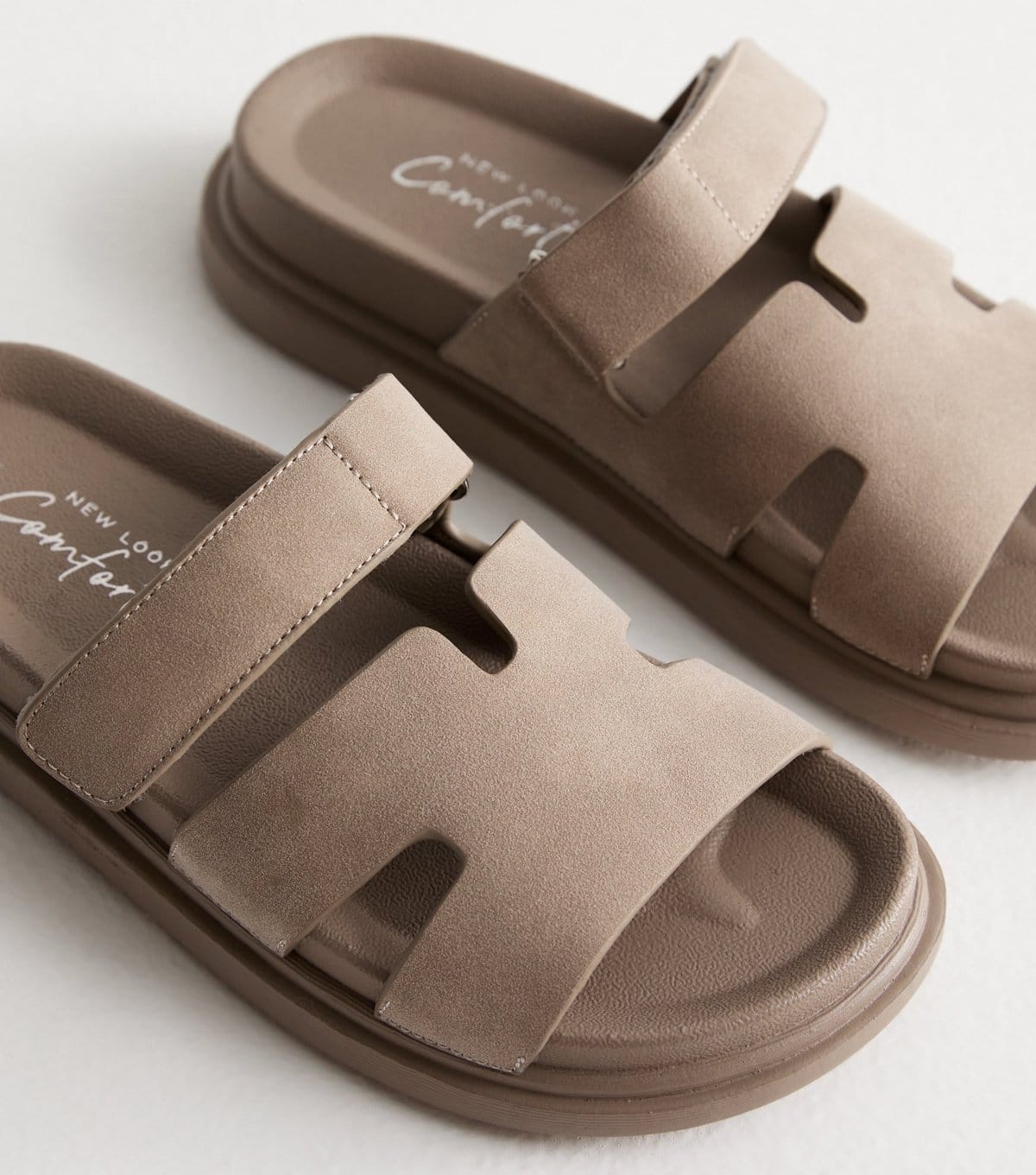 New Look Women's Mink Suedette Flat Sandals Vegan New Look - 3