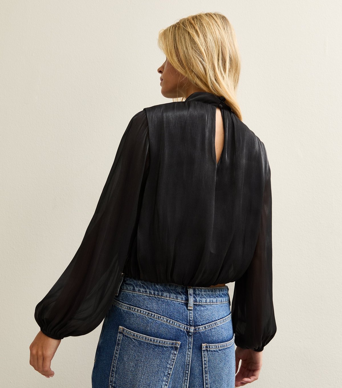 New Look Women's Petite Black Bubble Hem Long Sleeve Blouse New Look - 4