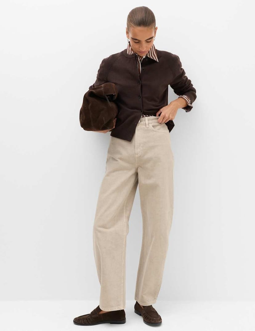 Marks & Spencer M&S High Waisted Balloon Leg Jeans Stone - 1
