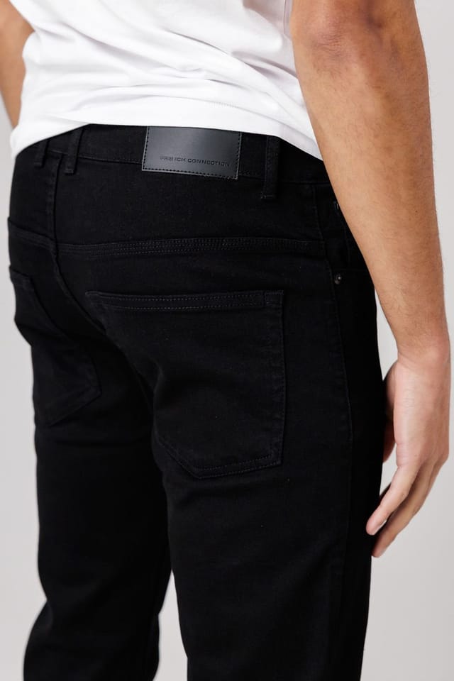 French Connection French Connection Men's Cotton Straight Leg Stretch Denim Jeans in Black - 3