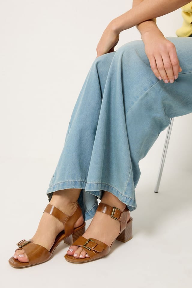 Long Tall Sally Long Tall Sally Women's Buckle Block Heel In Standard Fit in Brown - 3