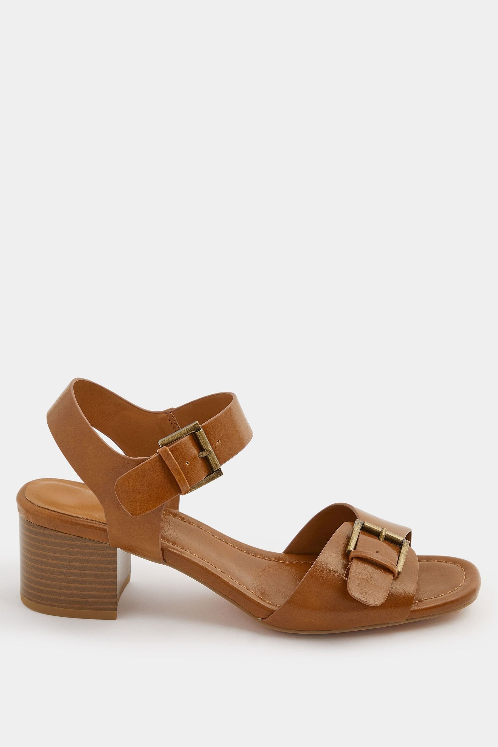 Long Tall Sally Long Tall Sally Women's Buckle Block Heel In Standard Fit in Brown - 4