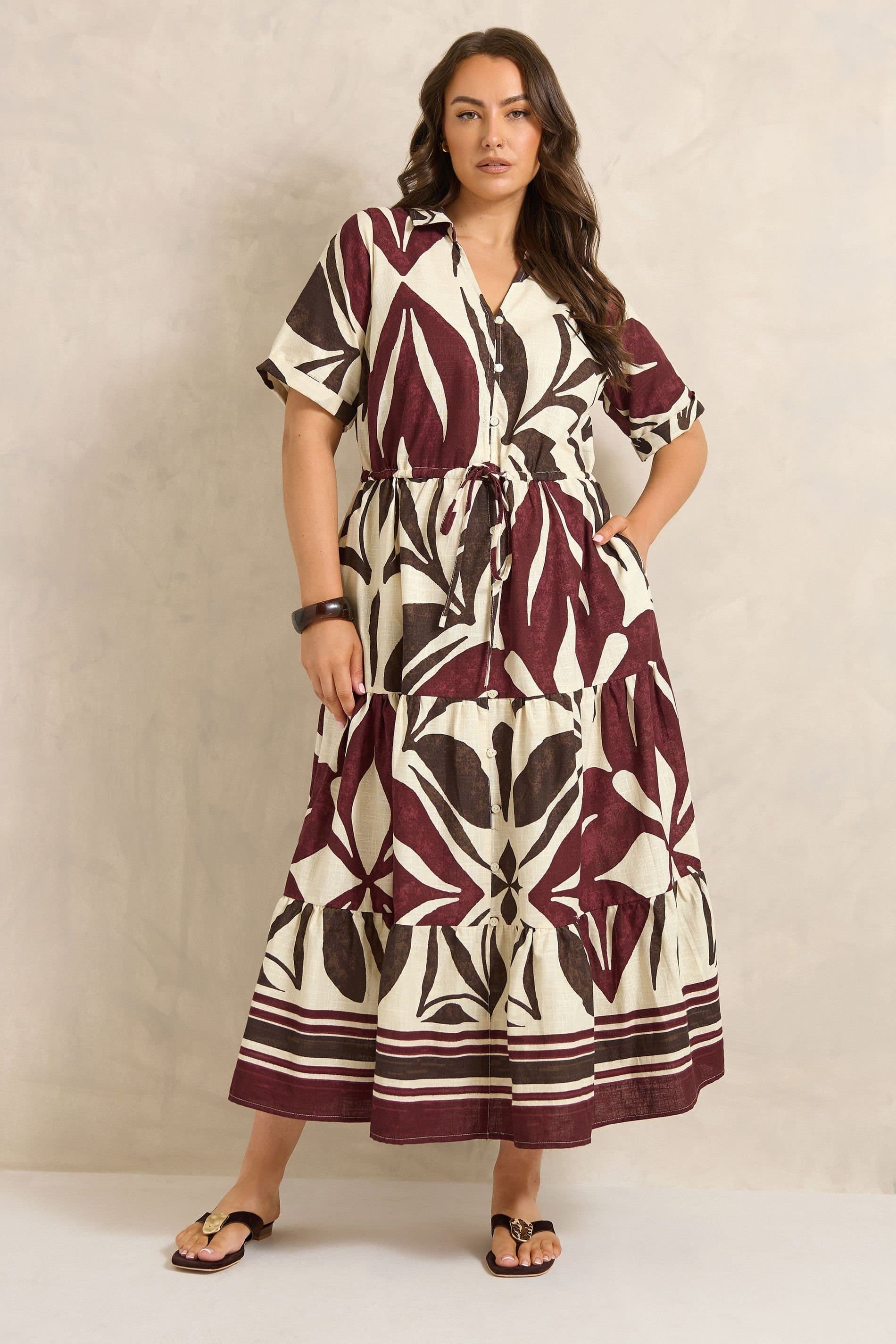 Evans Evans Women's Abstract Leaf Print Cotton Dress