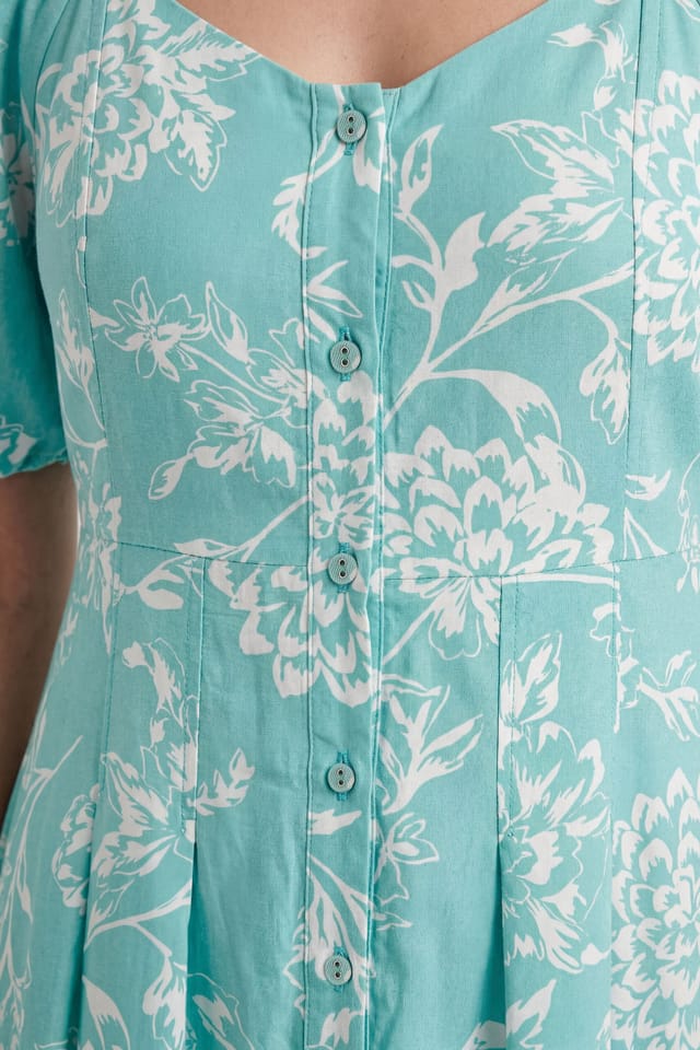 Wallis Wallis Women's Petite Floral Ottoman Twill Button Midi Dress in Sage - 3