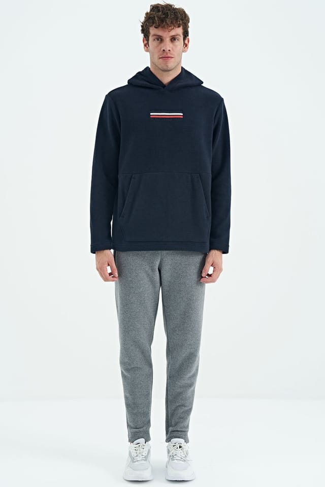 Tommy Life Tommy Life Men's Printed Logo Hoodie in Navy - 2
