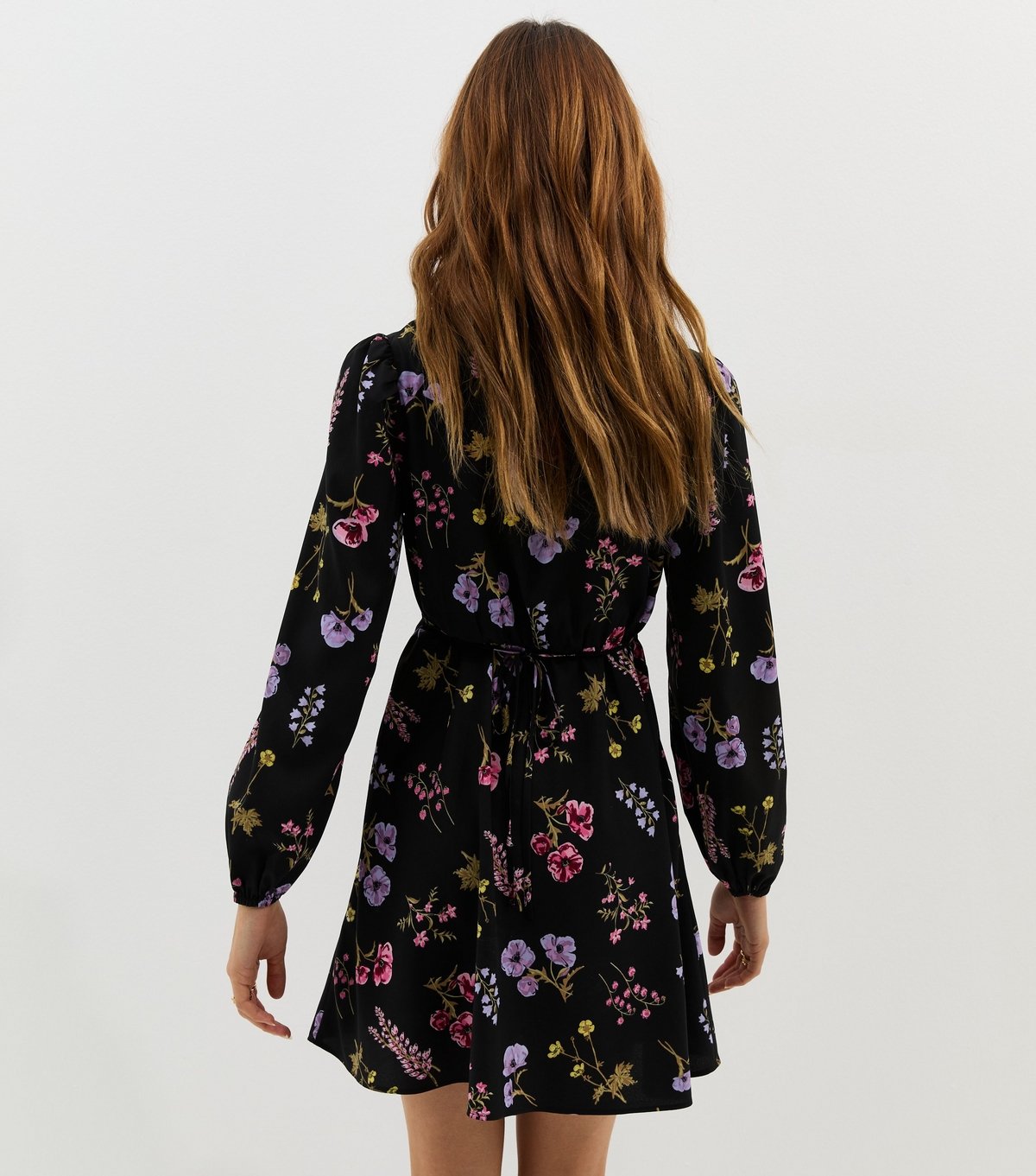 New Look Women's Black Floral Lace Trim Puff Sleeve Mini Dress New Look - 4